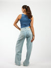 Roxy | Mid Waist Super Wide Leg Jeans | Light Blue | Stretch | Tall