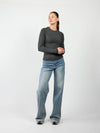 Liza long sleeve top | Dark grey | Tall
