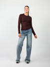 Liza long sleeve top | Dark brown | Tall