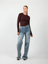 Liza long sleeve top | Dark brown | Tall