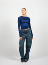 Lucie open-back top | Long sleeve | Navy | Tall
