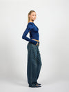 Lucie open-back top | Long sleeve | Navy | Tall