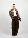 Teddy Checked Jacket | Brown | Tall