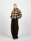 Teddy Checked Jacket | Brown | Tall