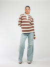 Maya Polo | Striped white burgundy | Tall