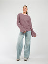 Nine Tee | Flared sleeve | Striped pink brown | Tall