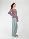 Nine Tee | Flared sleeve | Striped pink brown | Tall