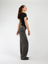 Jade Super Wide Leg Jeans | Mid waist | Dark gray |