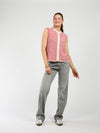 Lola Knitted Button-Up Spencer | White red striped | Tall