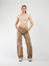 Lucie top open back | Short sleeve | Beige | Tall