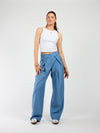 Ella | Wide leg pleated trousers | Denim blue | Tall