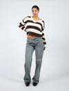 Ella | Knitted sweater | Brown striped | Tall