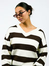 Ella | Knitted sweater | Brown striped | Tall