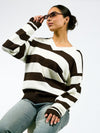 Ella | Knitted sweater | Brown striped | Tall