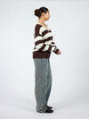 Ella | Knitted sweater | Brown striped | Tall