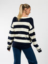Ella | Knitted sweater | Navy striped | Tall