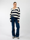 Ella | Knitted sweater | Navy striped | Tall