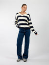 Ella | Knitted sweater | Navy striped | Tall