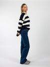 Ella | Knitted sweater | Navy striped | Tall