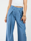 Ella | Wide leg pleated trousers | Denim blue | Tall