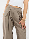 Ella | Wide-leg trousers with pleats | Taupe | Tall