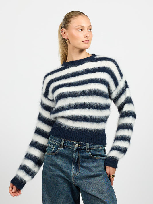 Franky Cropped Knit | Navy striped | Tall