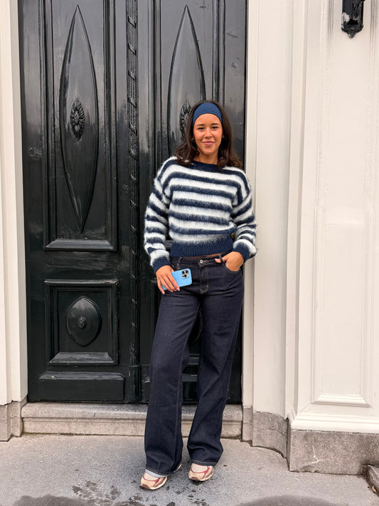Franky Cropped Knit | Navy striped | Tall