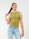 Hazel | Button-down Tank Top | Green | Tall