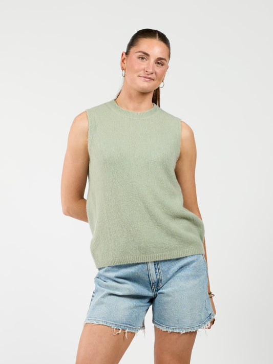 Isa Knitted Vest | Sage Green | Tall