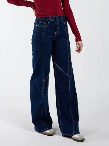 Iza | Super Wide Leg Jeans | Stretch | Dark Blue | Tall