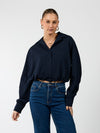 Jip | Cropped blouse | Navy | Tall