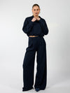 Jip | Cropped blouse | Navy | Tall