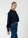 Jip | Cropped blouse | Navy | Tall