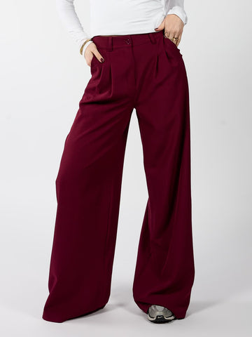 Jip | Wide-leg trousers with pleats | Bordeaux | Tall