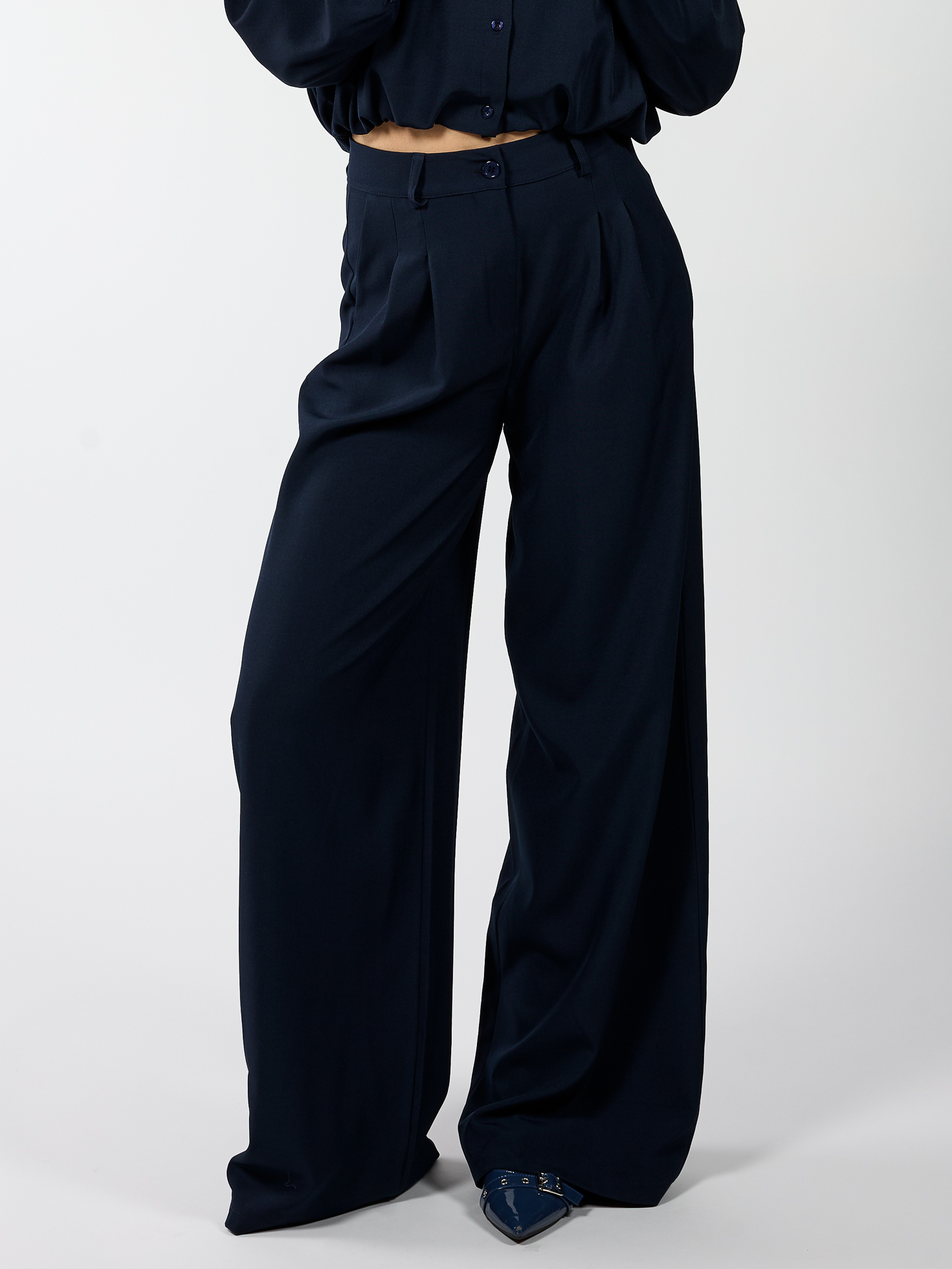 Jip | Wide-leg trousers with pleats | Navy | Tall