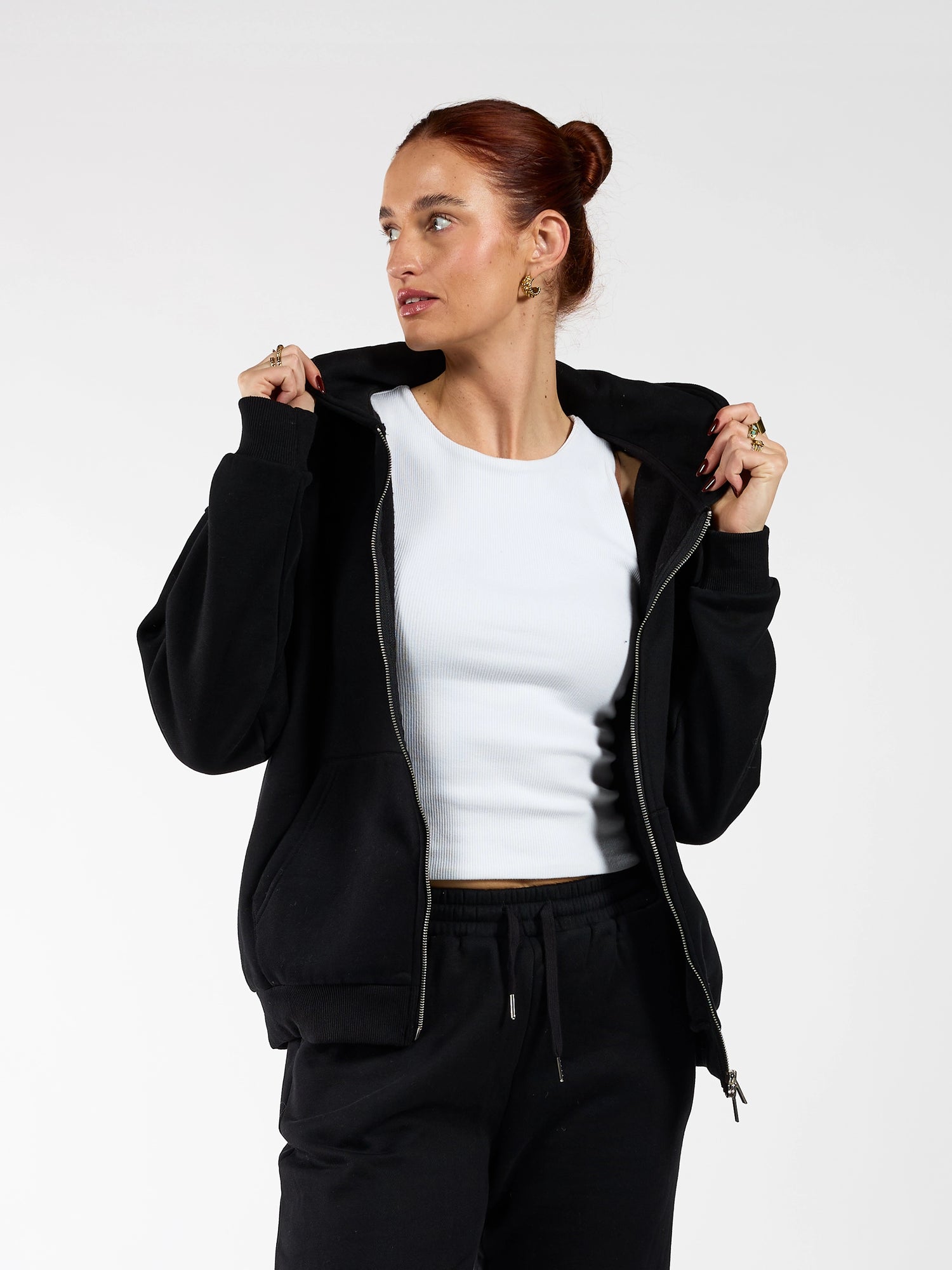 Khloé Zipper Hoodie | Black | Tall