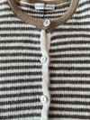 Lena Knitted Cardigan with Buttons | White brown striped | Tall