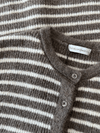 Lola Knitted Spencer with Buttons | Brown and White Striped | Tall