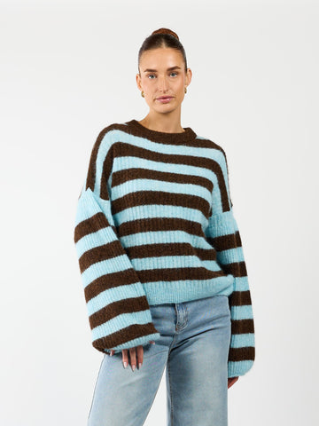 Leah Knit | Striped Blue Brown | Tall