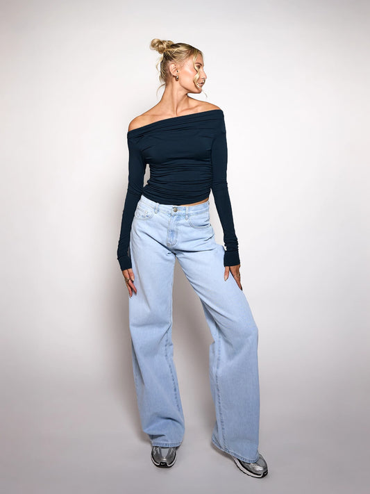 Lieke off shoulder top | Tall | Navy