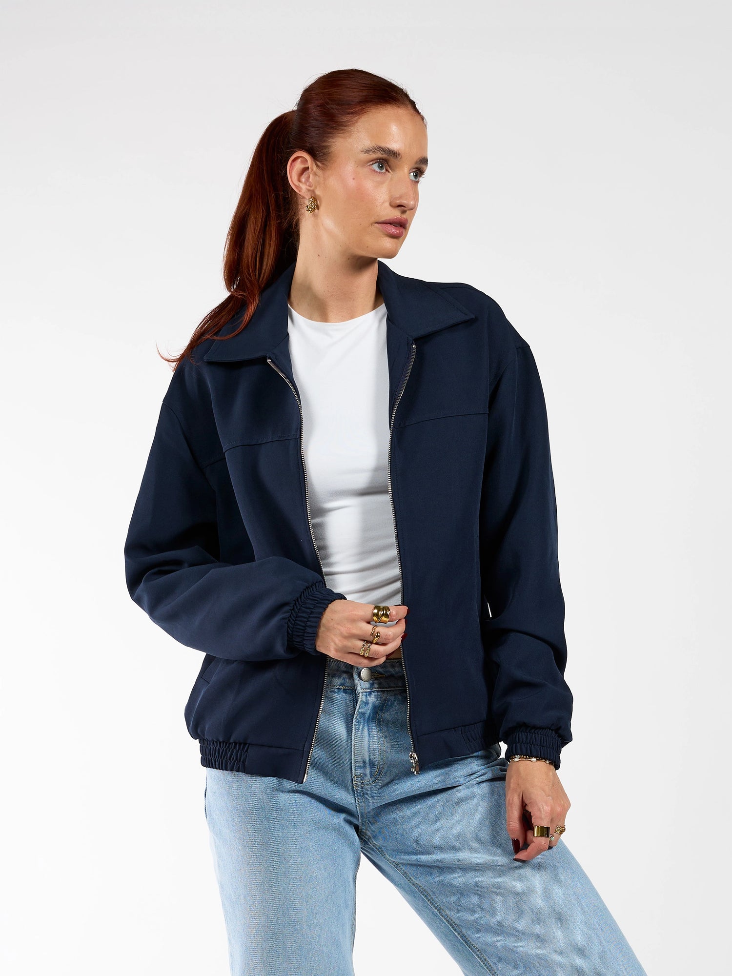 Evy collared jacket | Navy | Tall