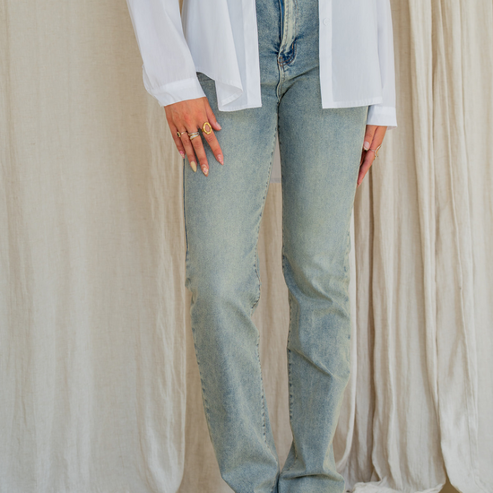 Livia Straight Leg Jeans | Washed Blue | Stretch | Tall