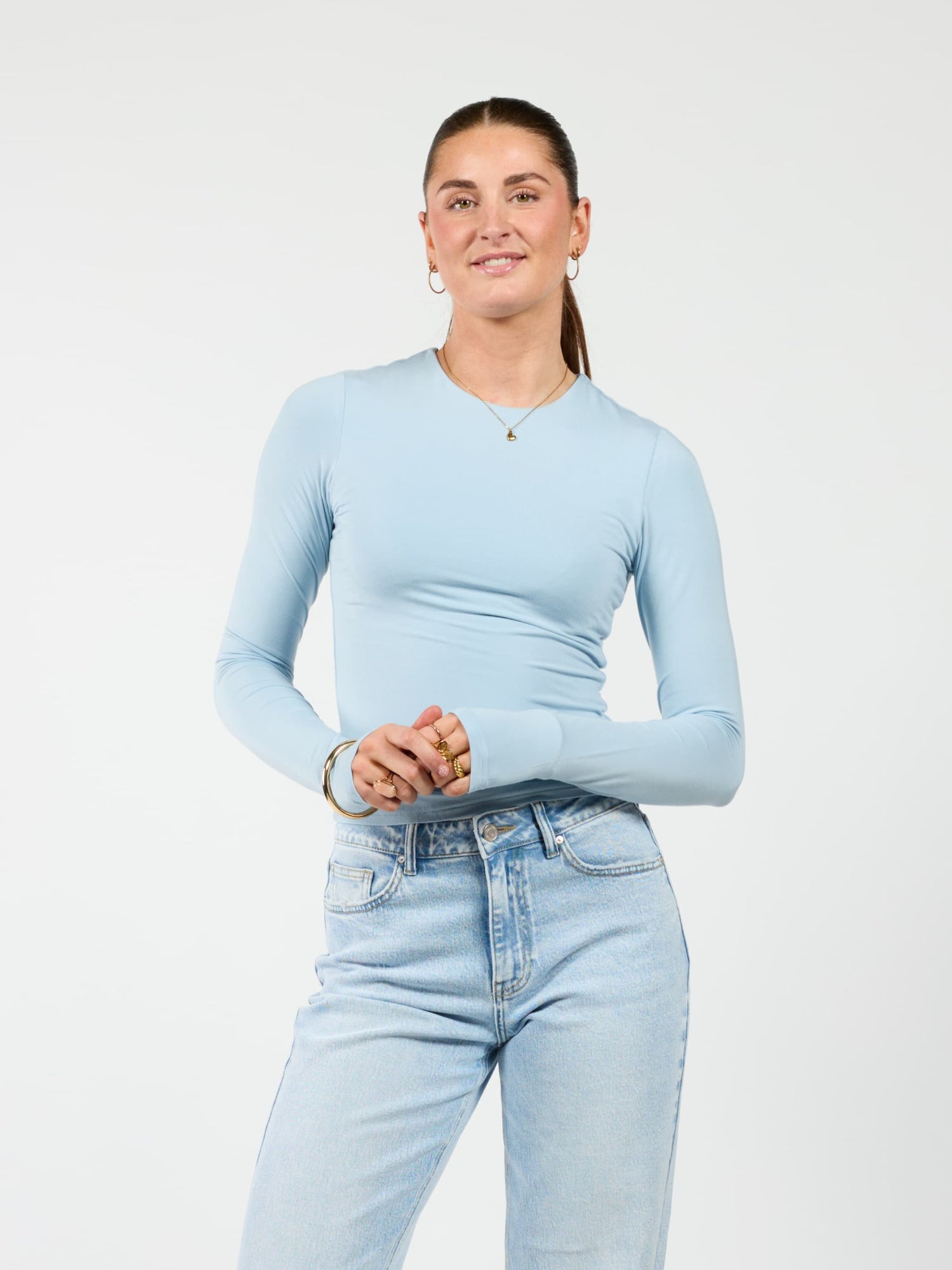 Liza long sleeve top | Light blue | Tall