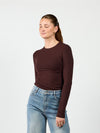 Liza long sleeve top | Dark brown | Tall