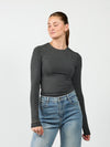 Liza long sleeve top | Dark grey | Tall