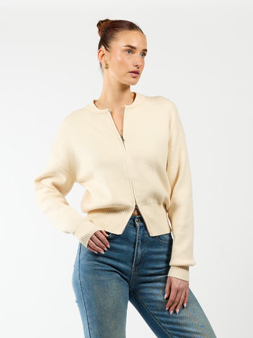Lizzy cardigan with zipper | Butter | Tall