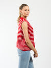 Lola Knitted Spencer with Buttons | Red and White Striped | Tall