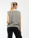 Lola Knitted Spencer with Buttons | Black and White Striped | Tall