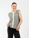 Lola Knitted Spencer with Buttons | Black and White Striped | Tall