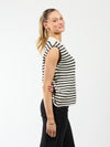 Lola Knitted Spencer with Buttons | Black and White Striped | Tall